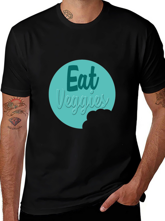 Eat Veggies Graphic Tee - Black Cotton T-Shirt