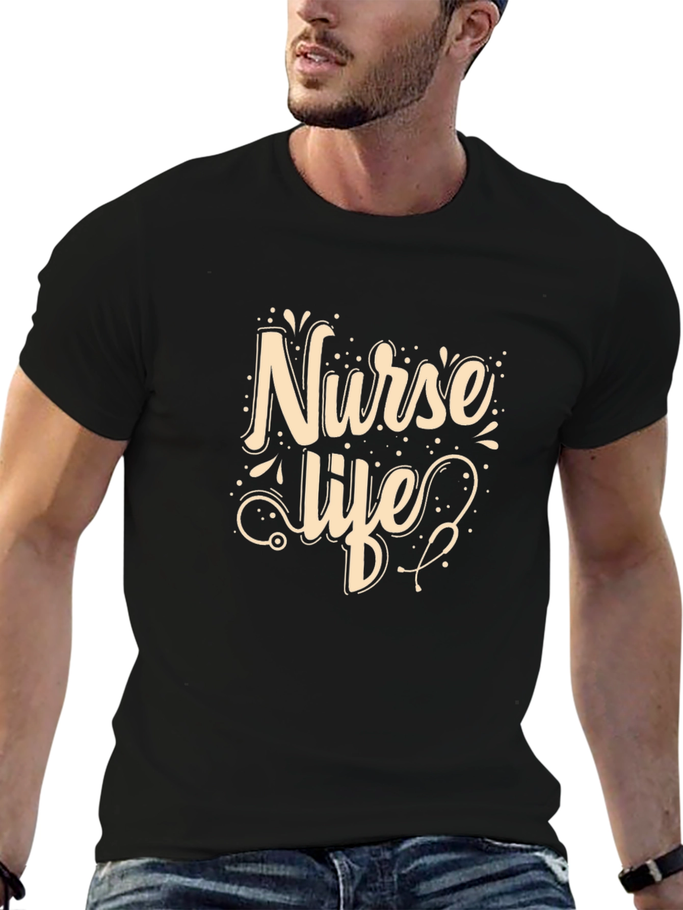 Nurse Life Graphic T-Shirt - Black Casual Tee