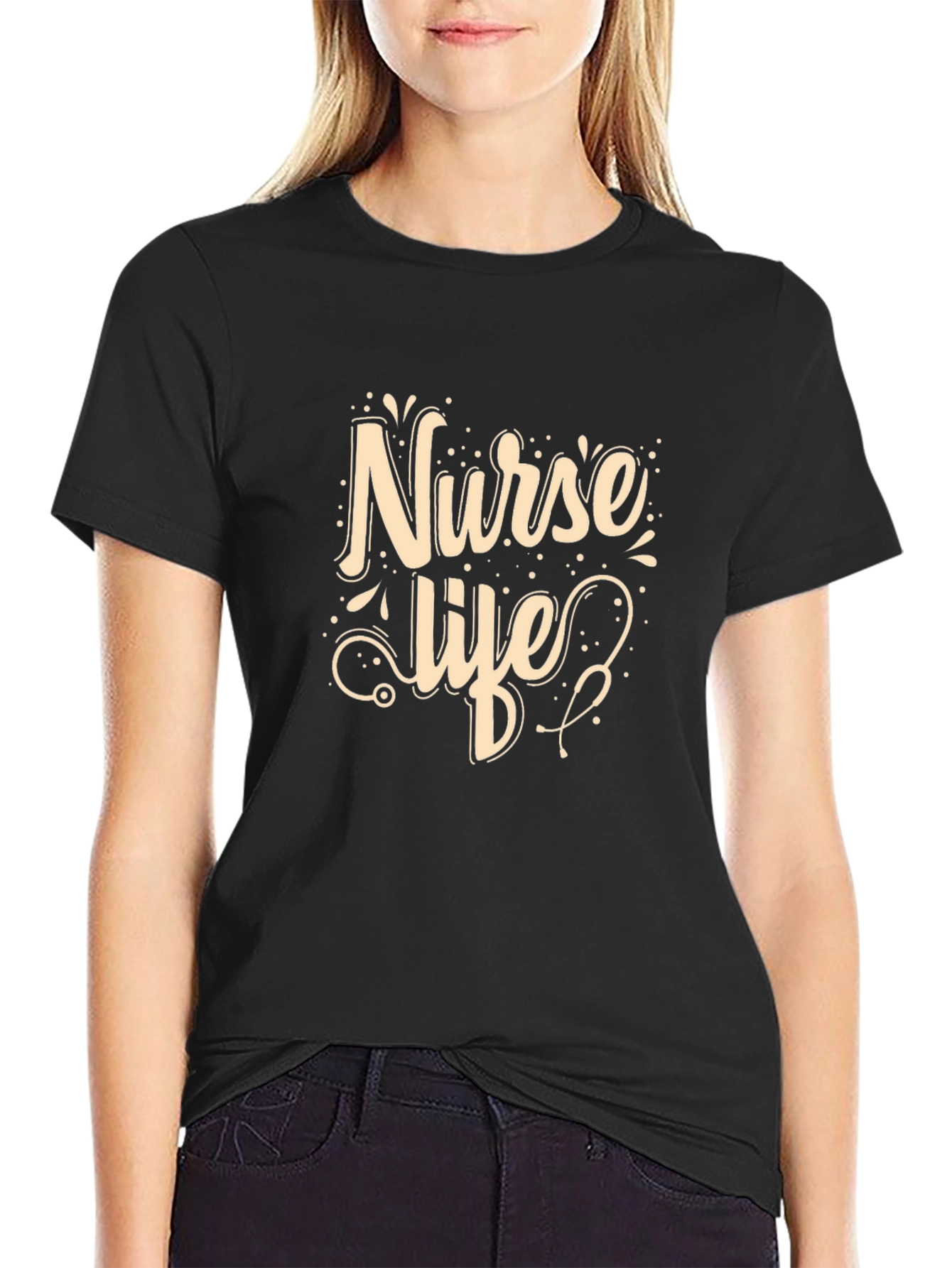 Nurse Life Graphic T-Shirt - Black Casual Tee