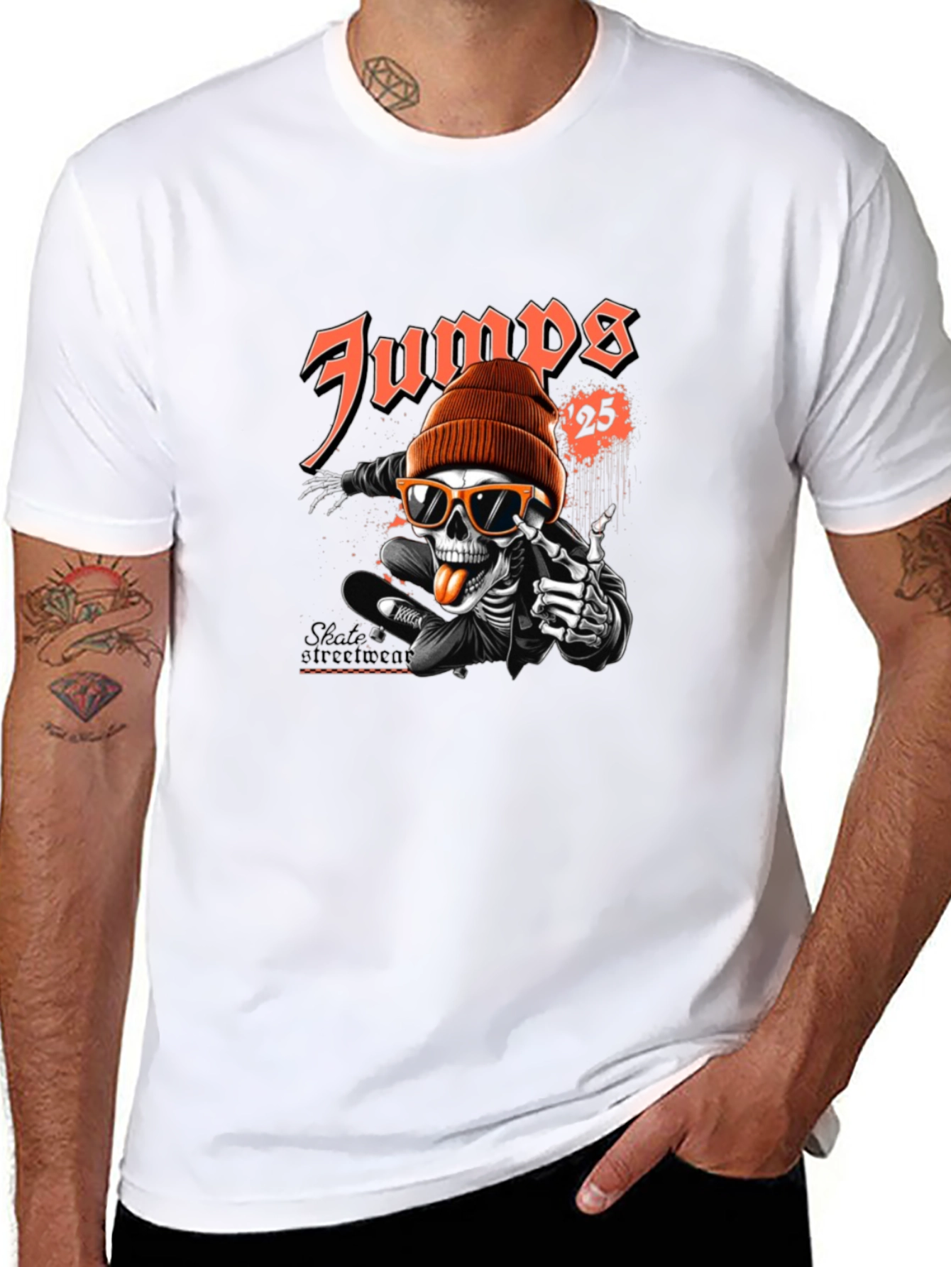 Skateboarding Skeleton Graphic Tee