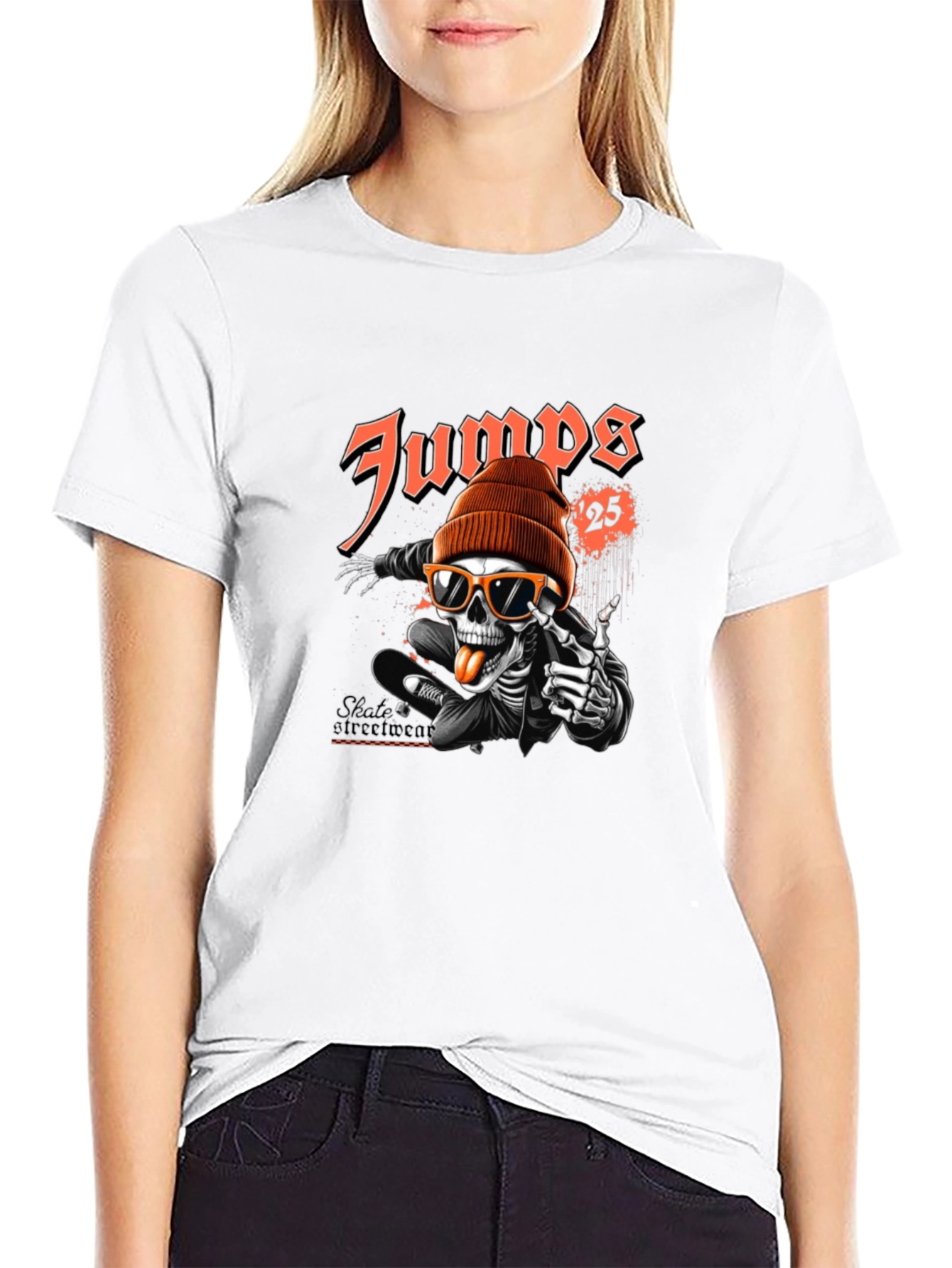 Skateboarding Skeleton Graphic Tee