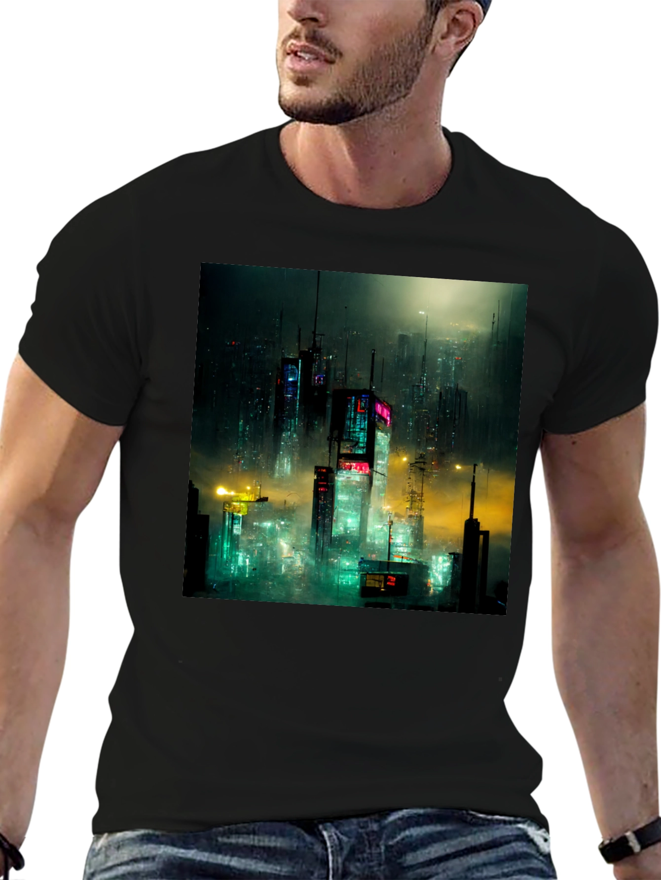 Cyberpunk Cityscape Graphic Tee - Urban Style