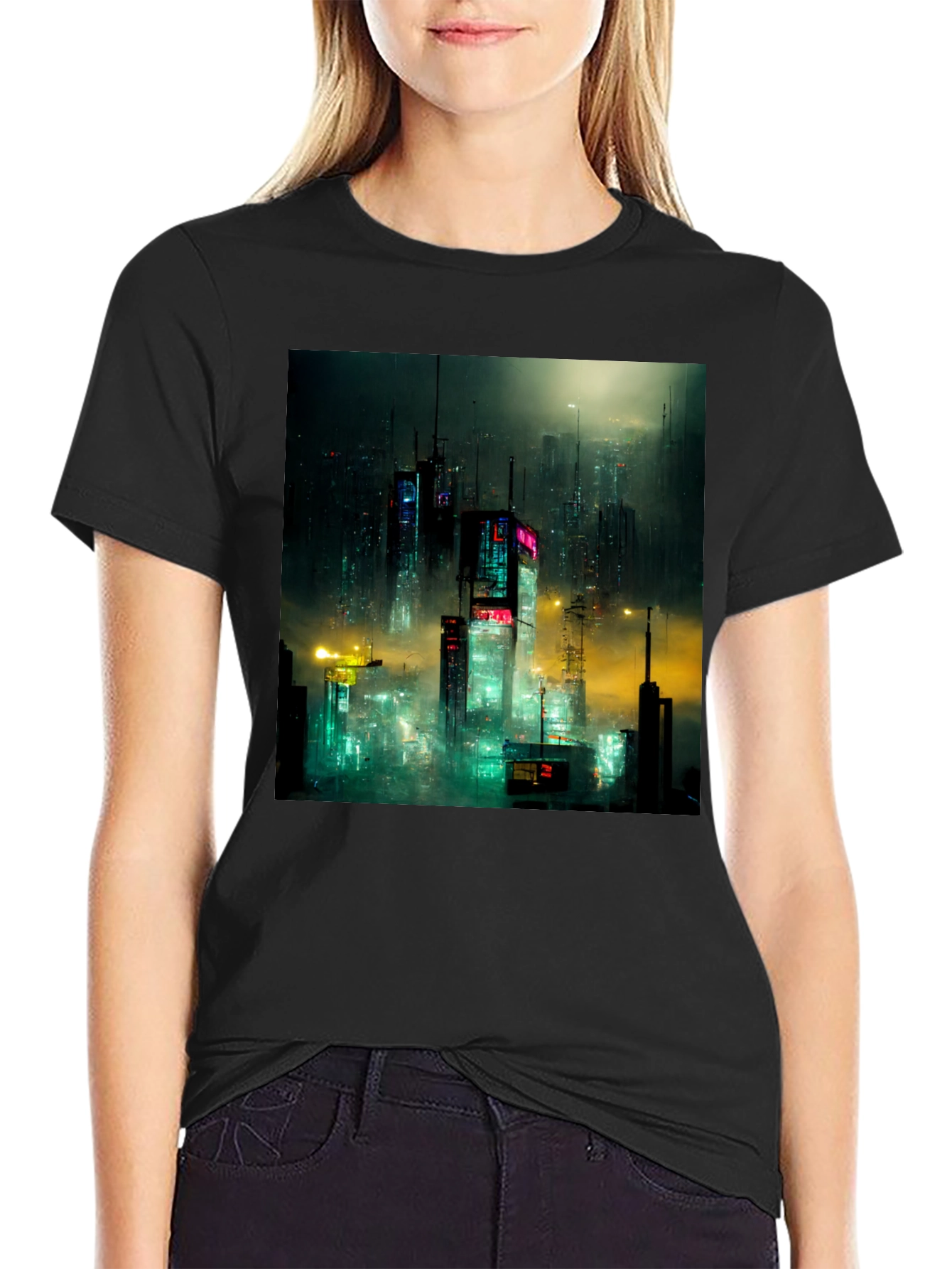 Cyberpunk Cityscape Graphic Tee - Urban Style