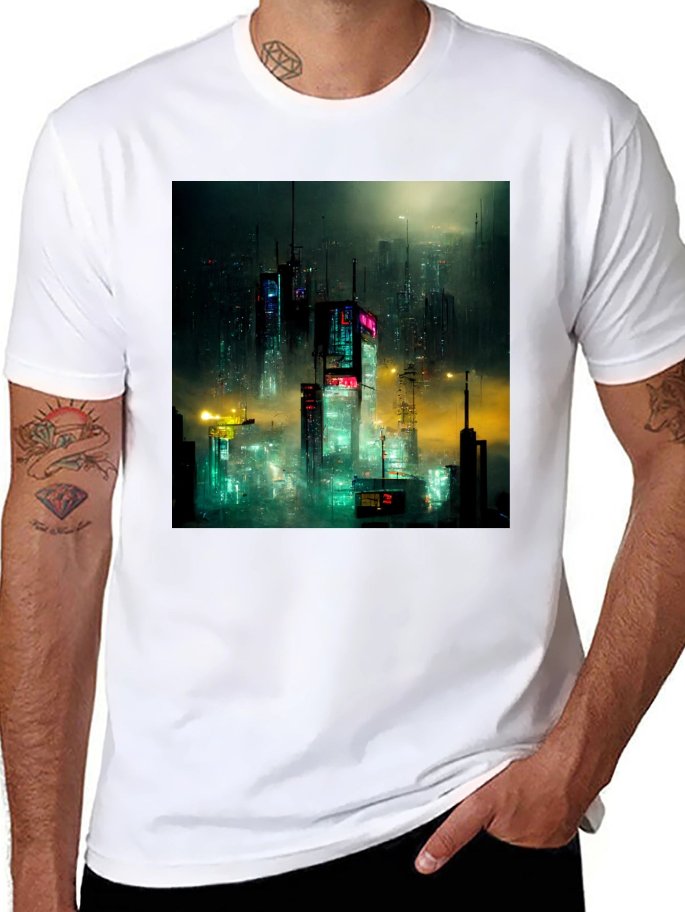 Cyberpunk Cityscape Graphic Tee - Urban Style