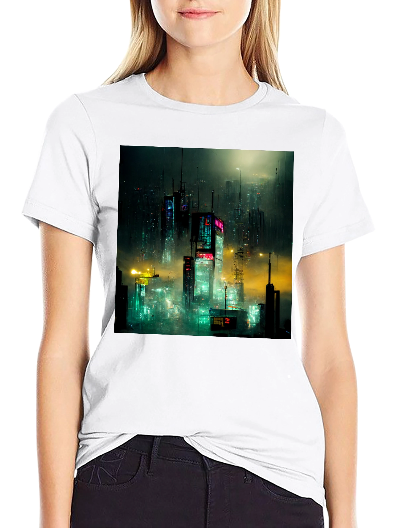 Cyberpunk Cityscape Graphic Tee - Urban Style