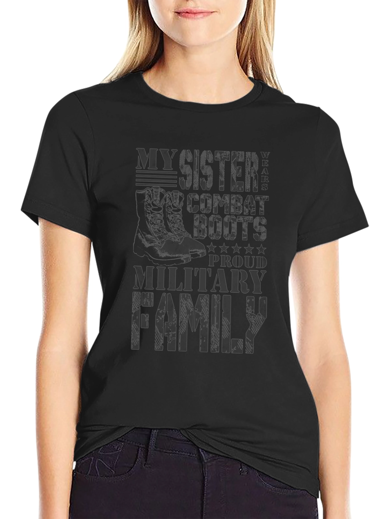My Sister Wears Combat Boots Military Family T-Shirt
