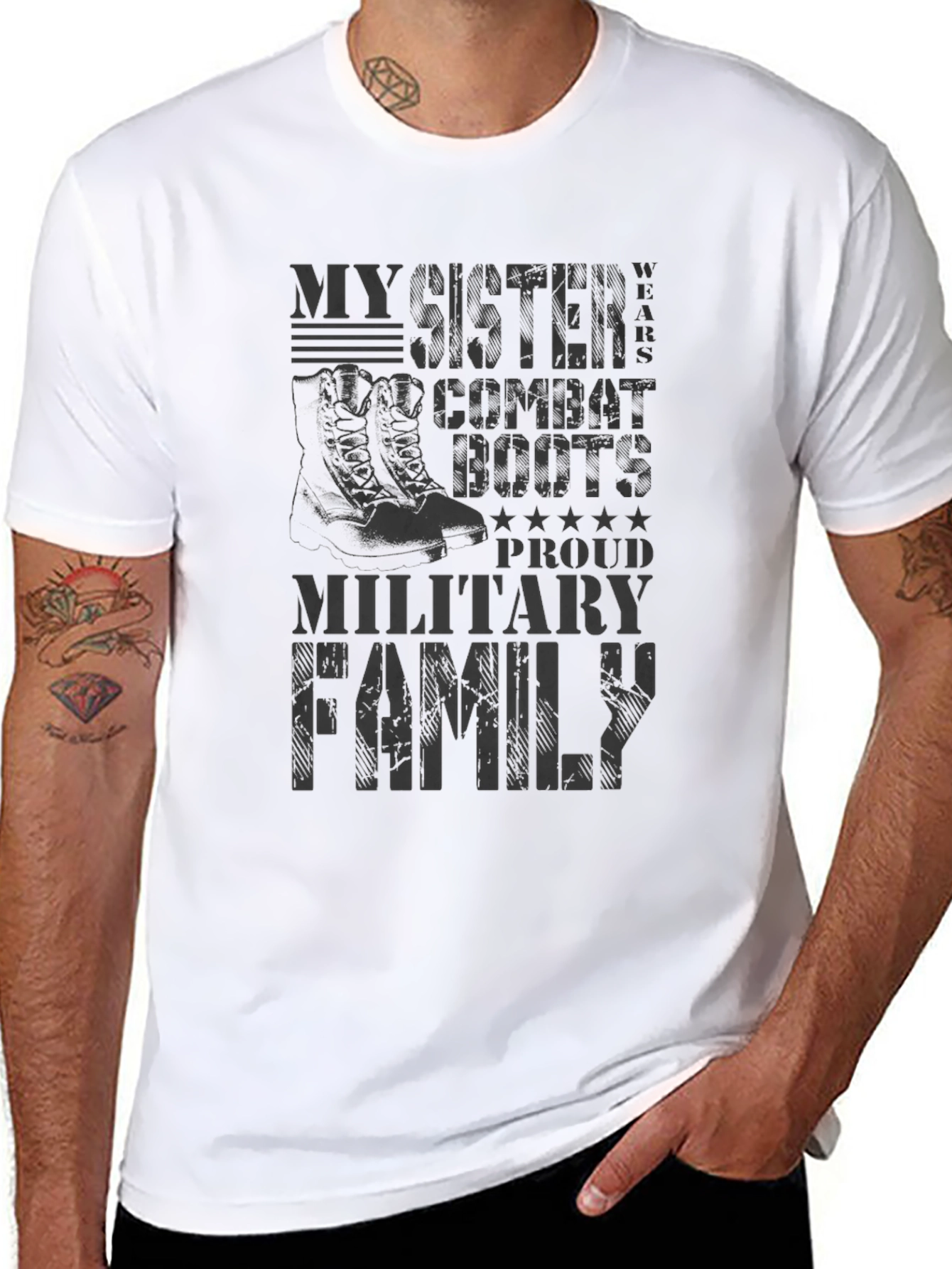 My Sister Wears Combat Boots Military Family T-Shirt