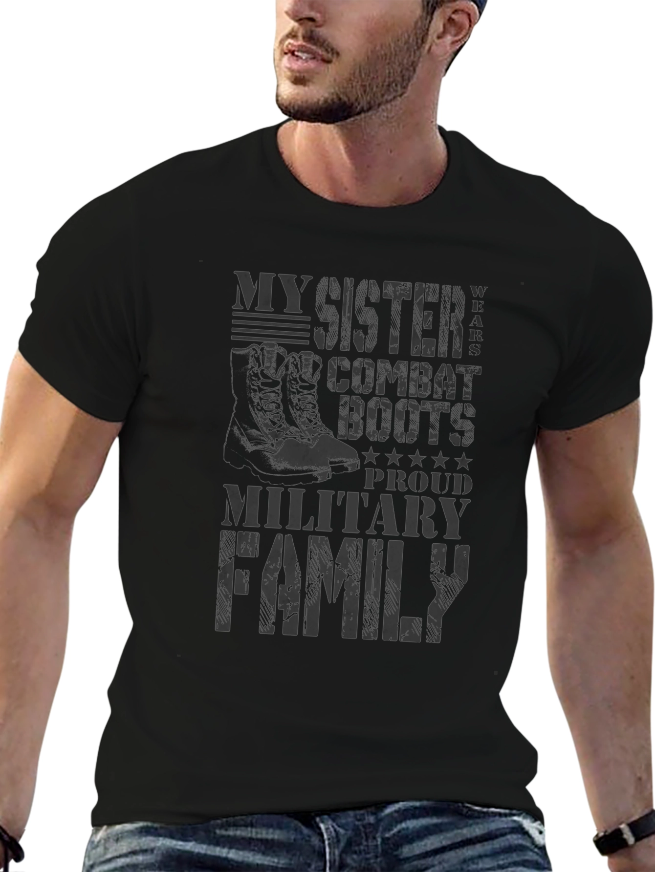 My Sister Wears Combat Boots Military Family T-Shirt