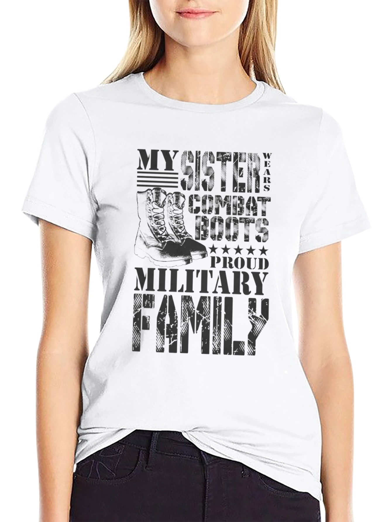 My Sister Wears Combat Boots Military Family T-Shirt