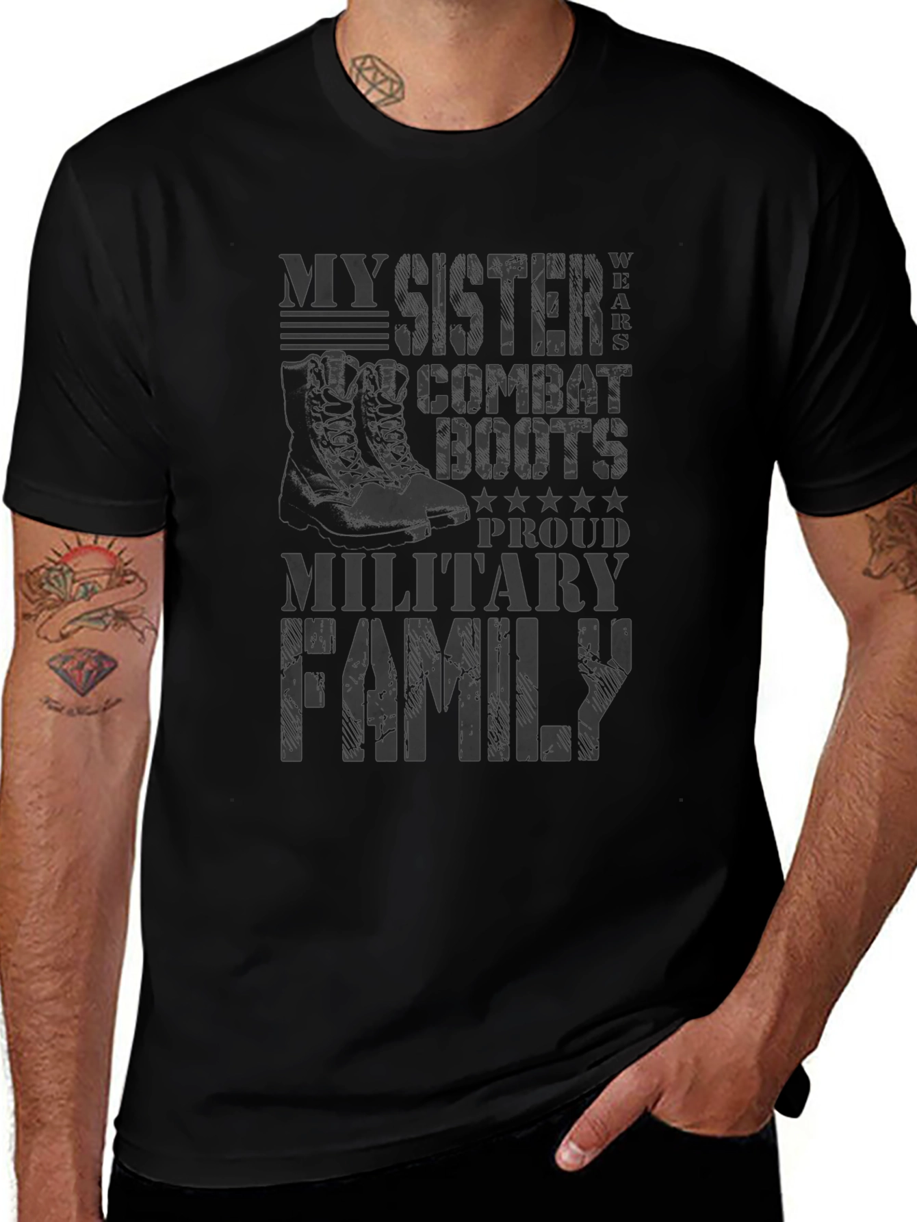My Sister Wears Combat Boots Military Family T-Shirt