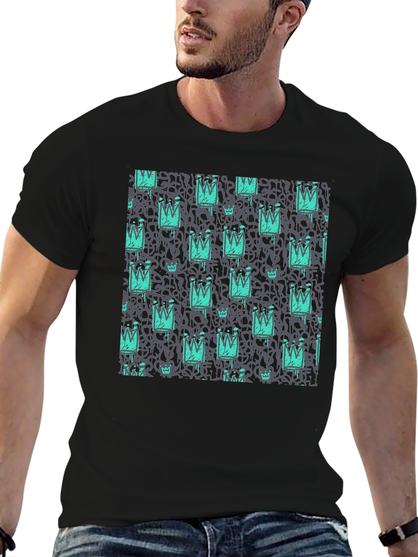 Crown Graffiti Print T-Shirt