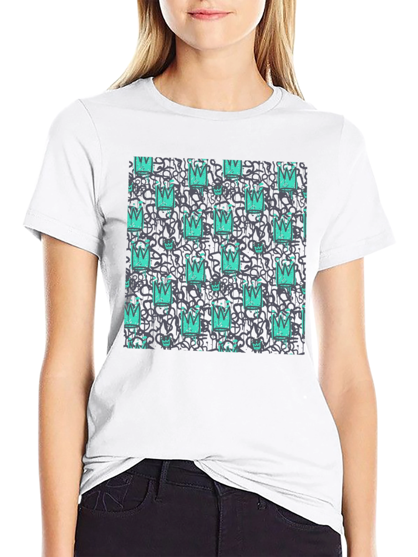Crown Graffiti Print T-Shirt