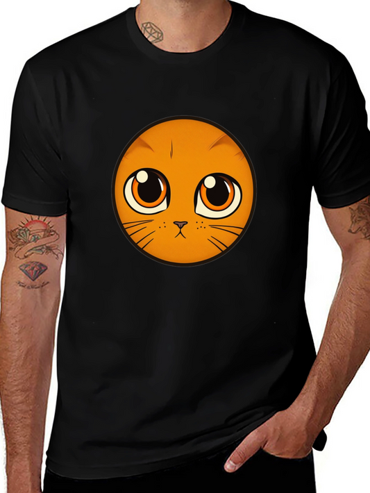 Cute Cat Face Graphic Black T-Shirt