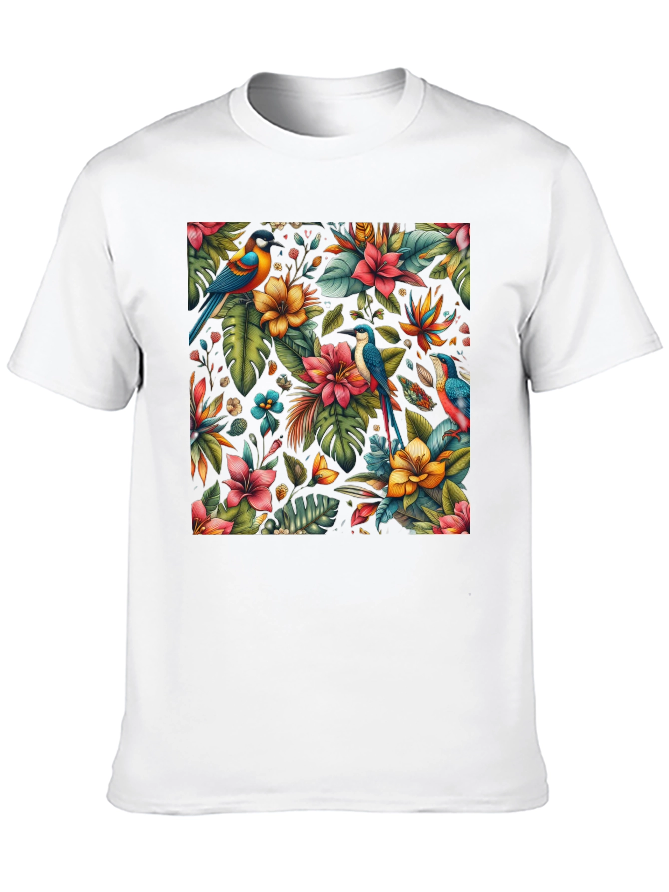 Tropical Birds & Floral Print Tee