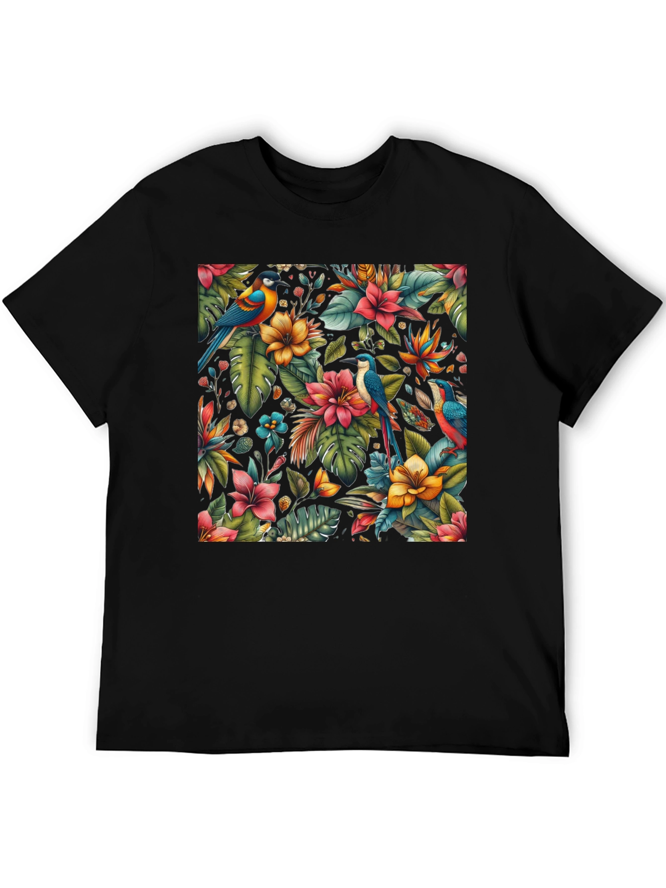 Tropical Birds & Floral Print Tee