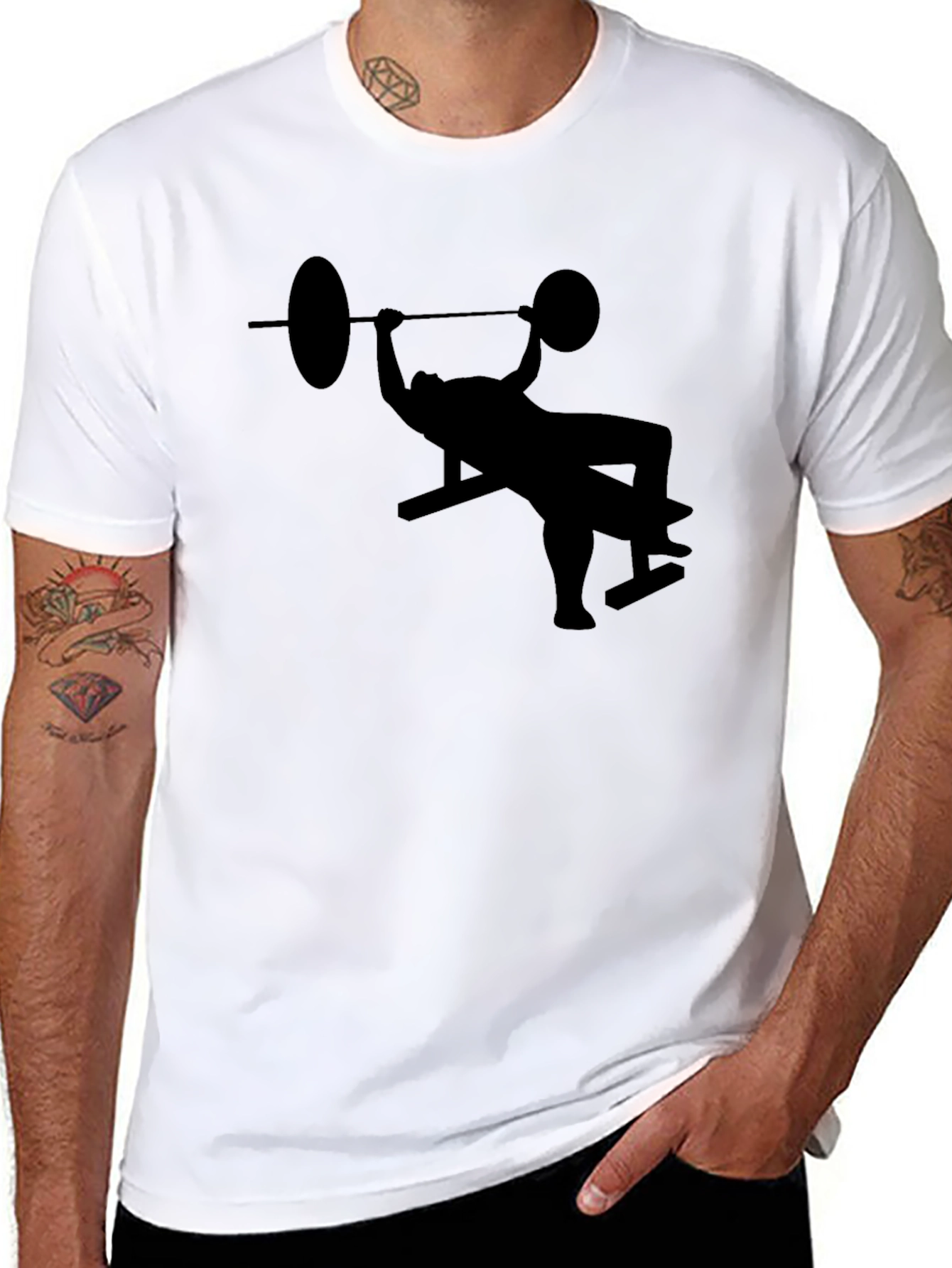 Black Bench Press Graphic Tee - Workout Shirt