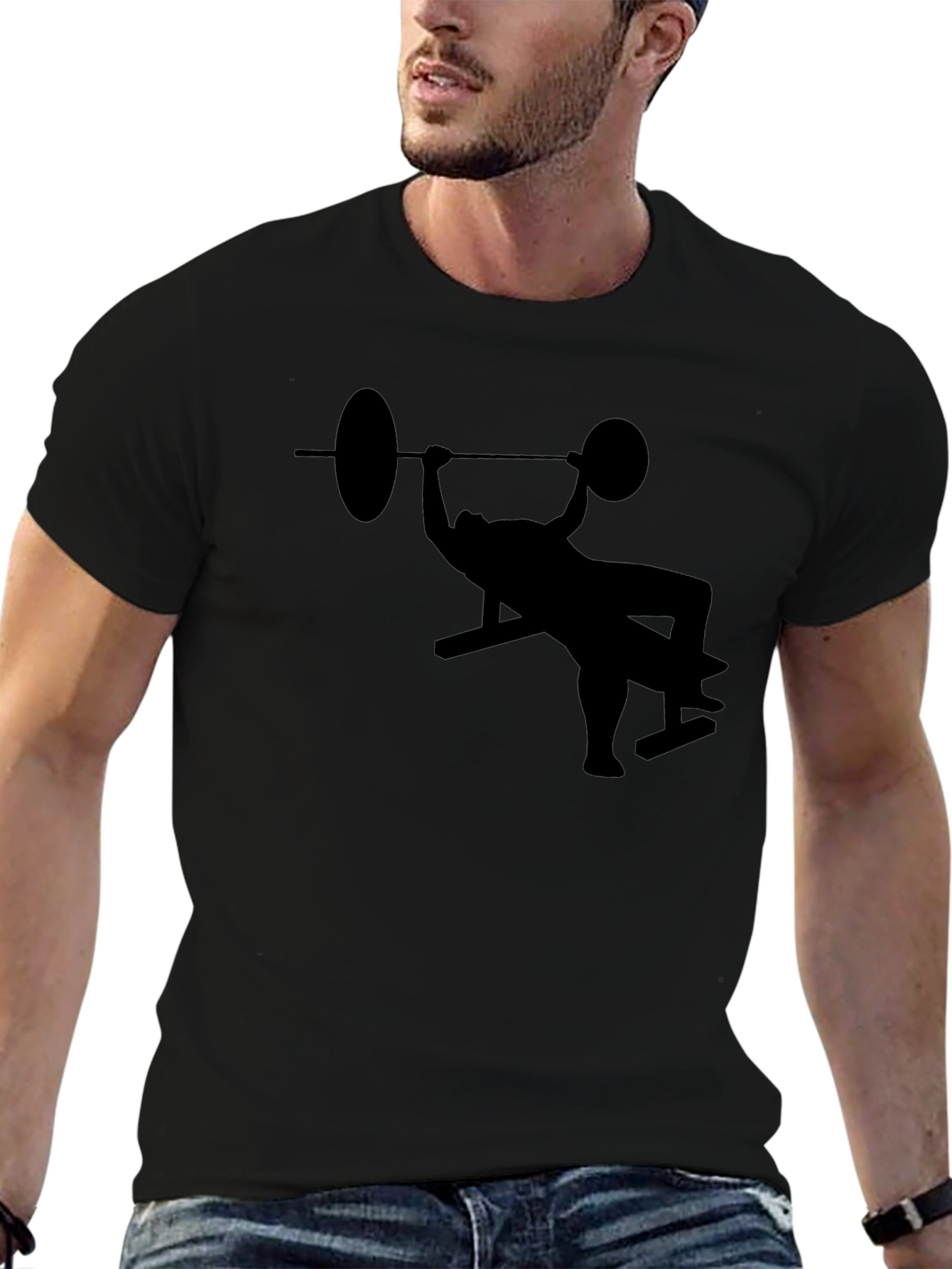 Black Bench Press Graphic Tee - Workout Shirt