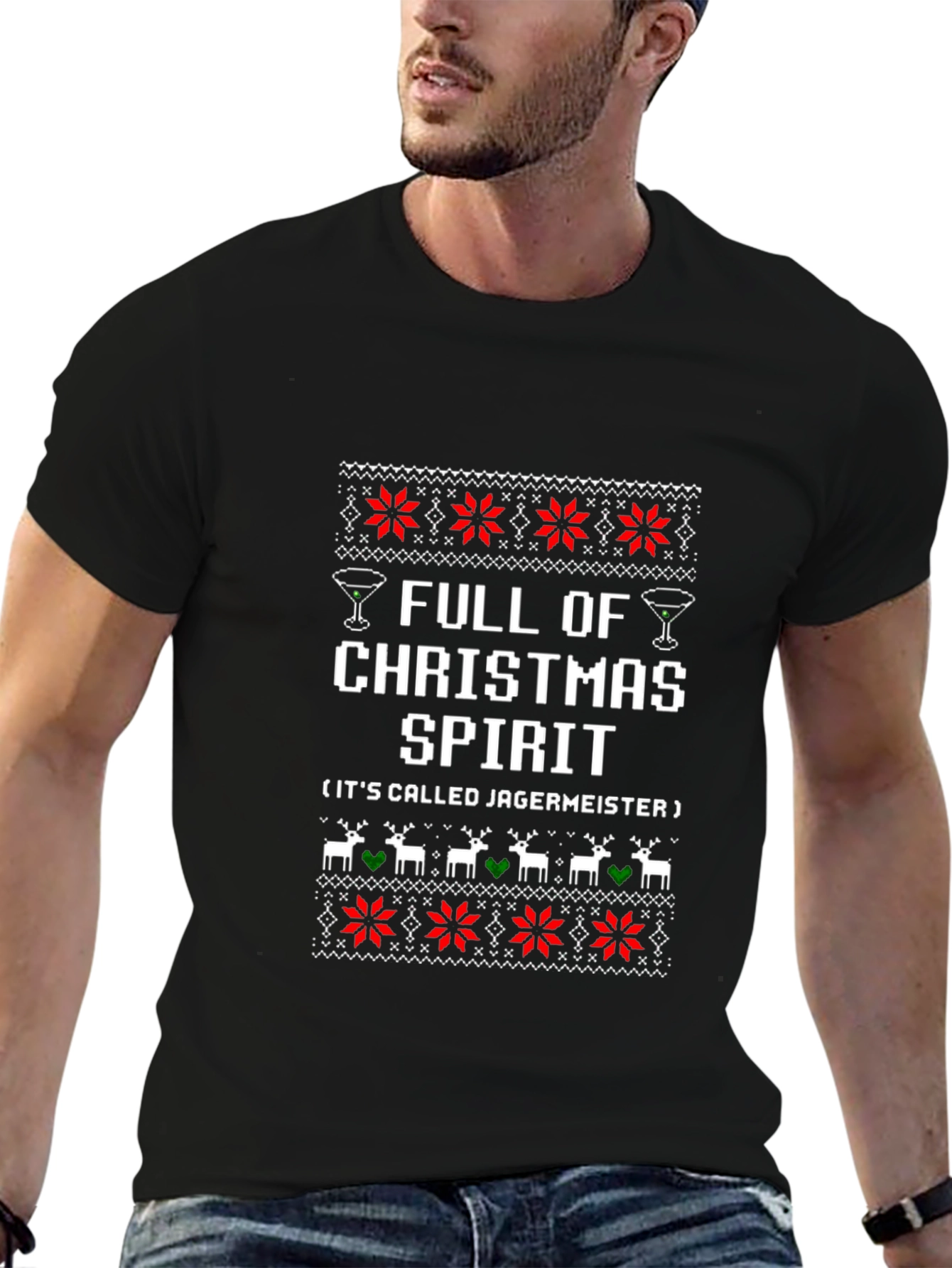 Full of Christmas Spirit Jägermeister Ugly Sweater T-Shirt