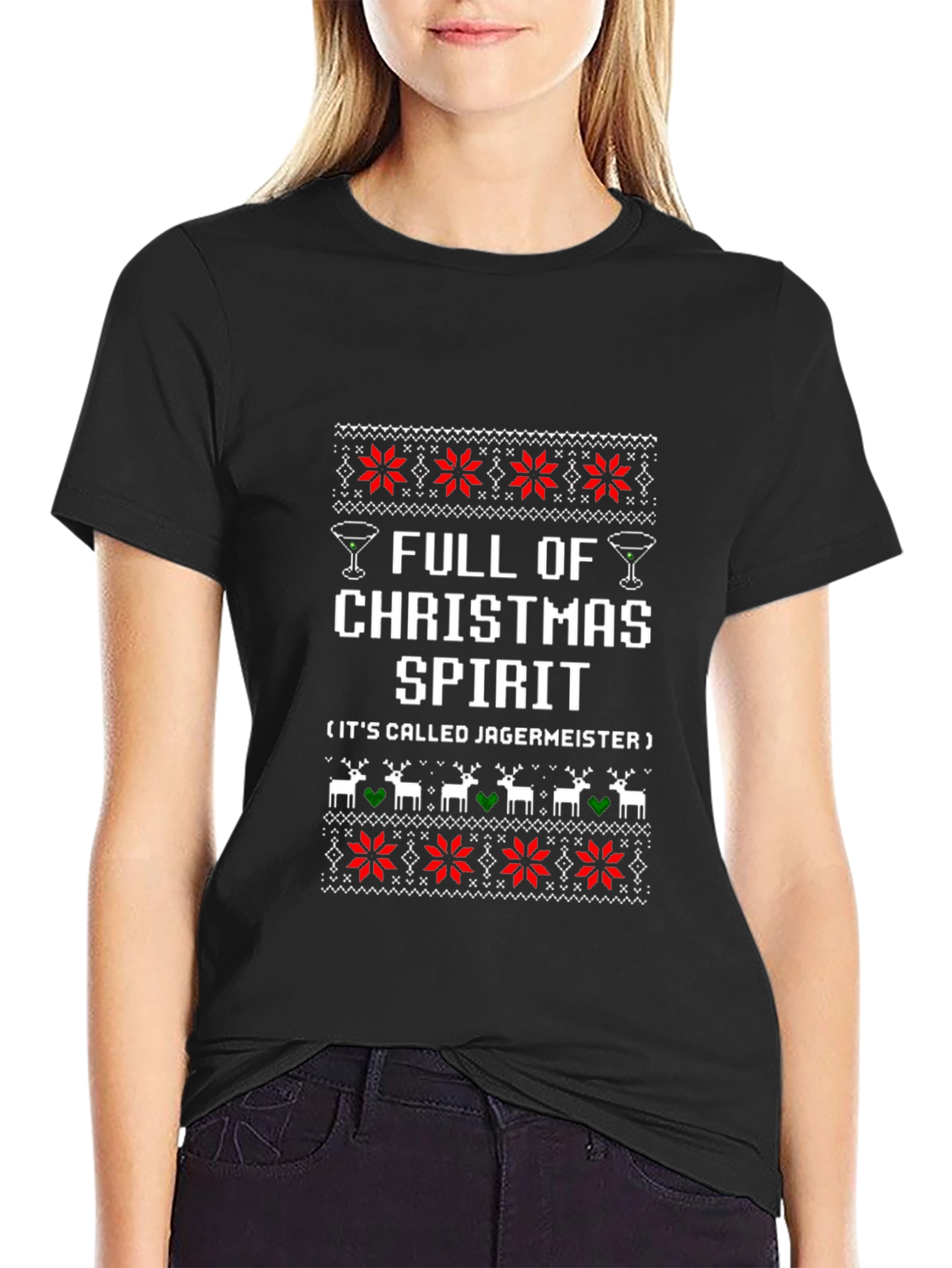 Full of Christmas Spirit Jägermeister Ugly Sweater T-Shirt