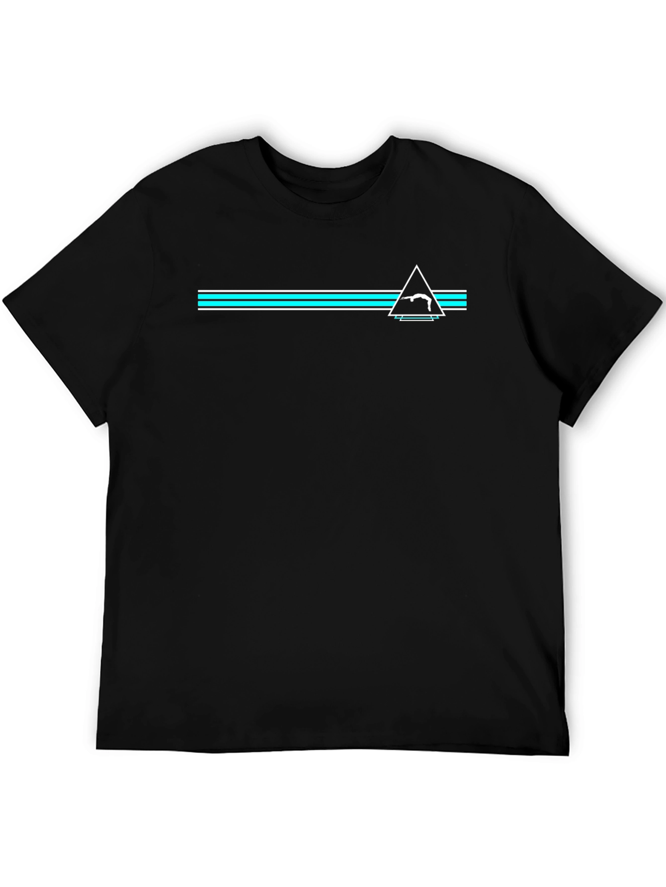 Retro Black Tee with Gymnast Triangle Design