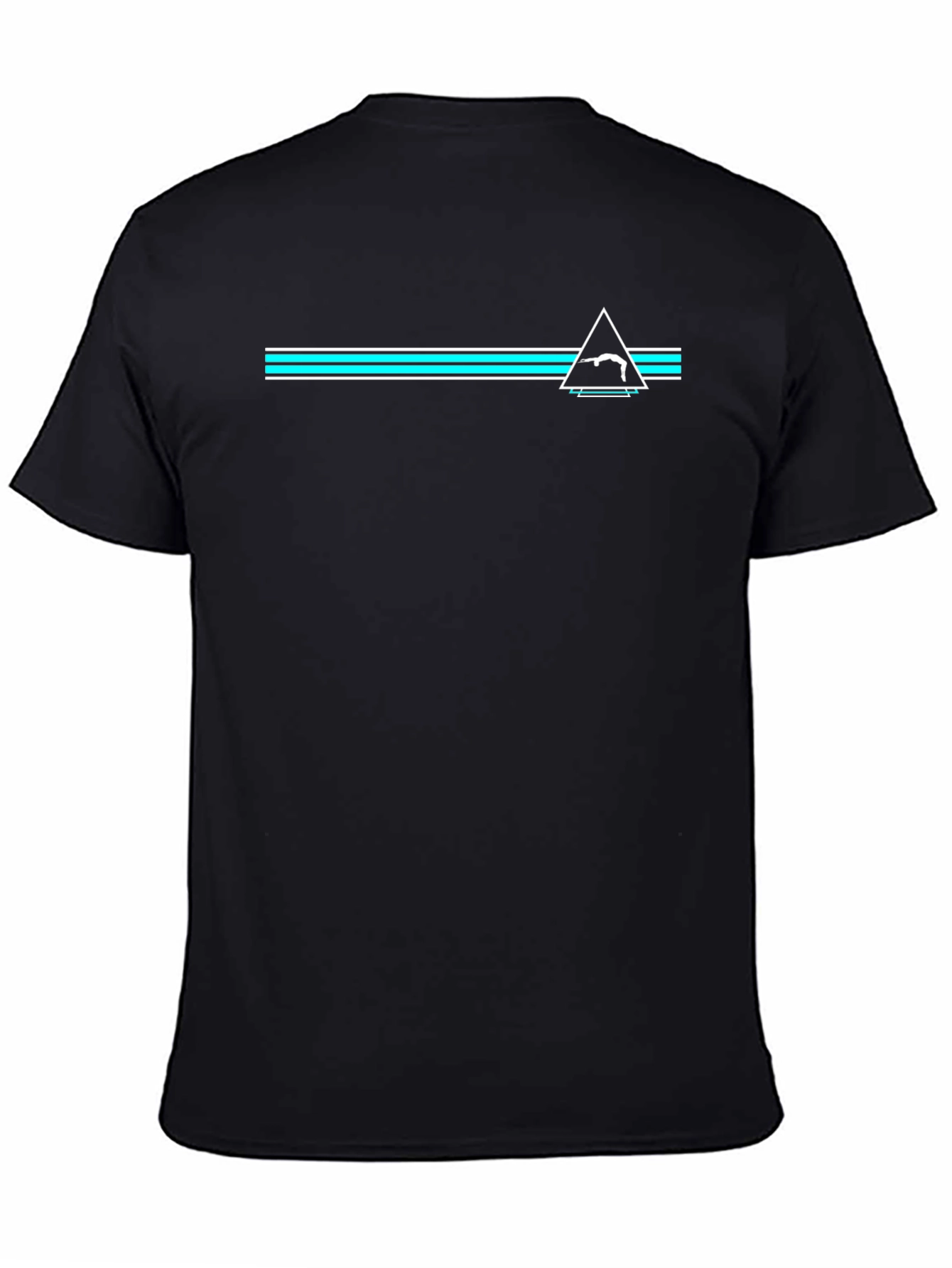 Retro Black Tee with Gymnast Triangle Design