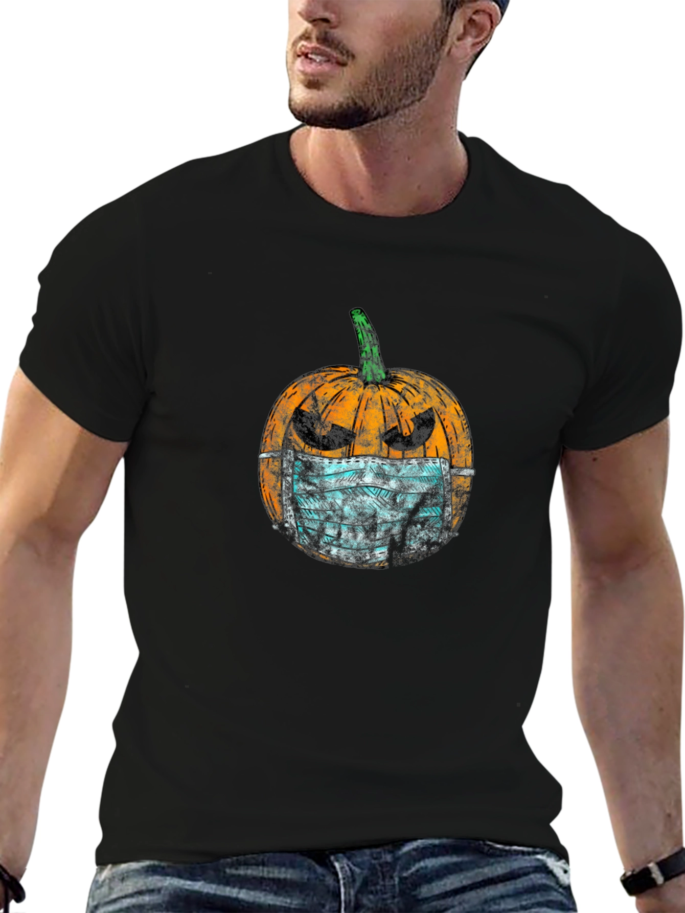 Halloween Pumpkin Face Mask T-Shirt