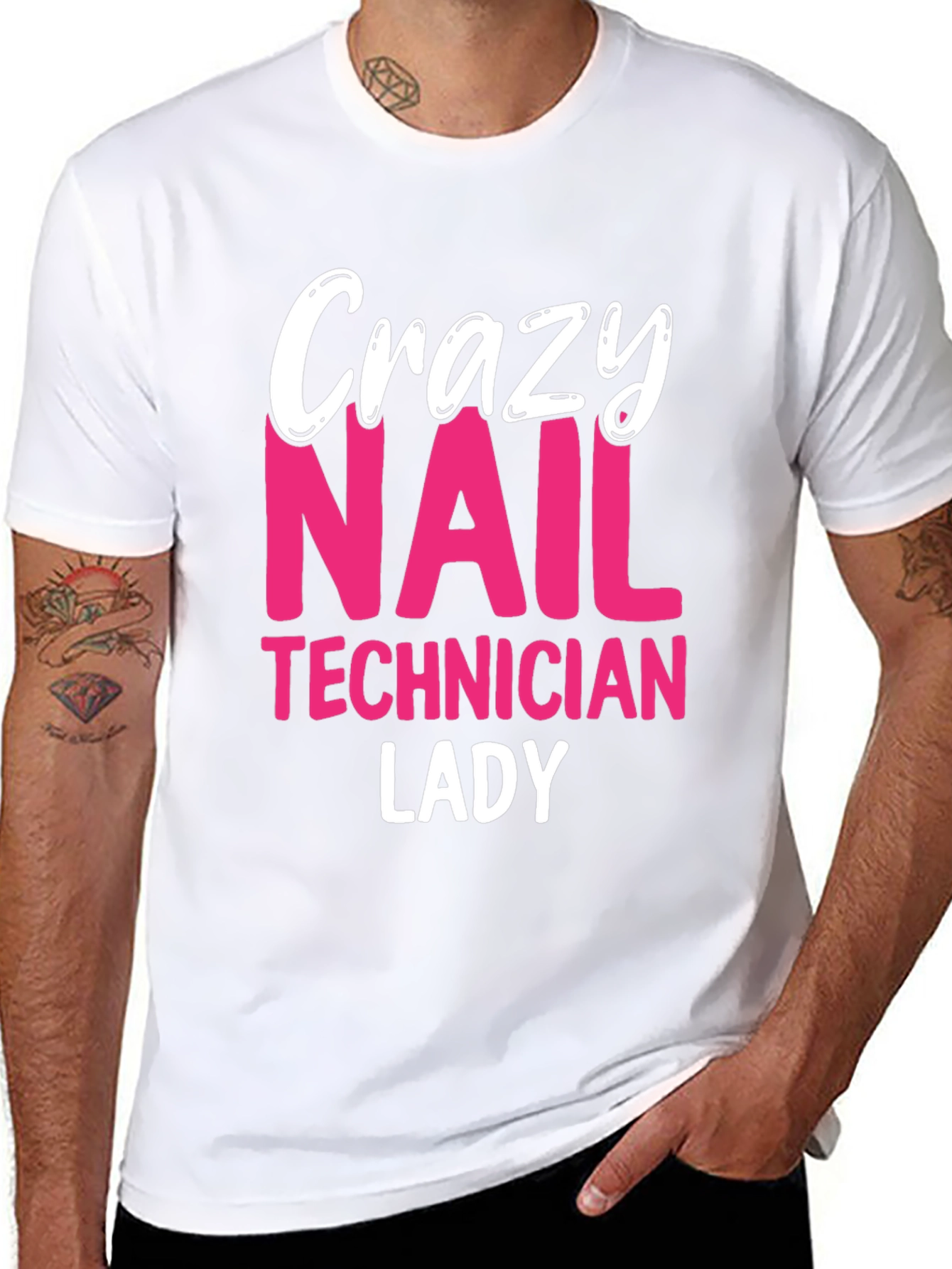 Crazy Nail Technician Lady T-Shirt - Black