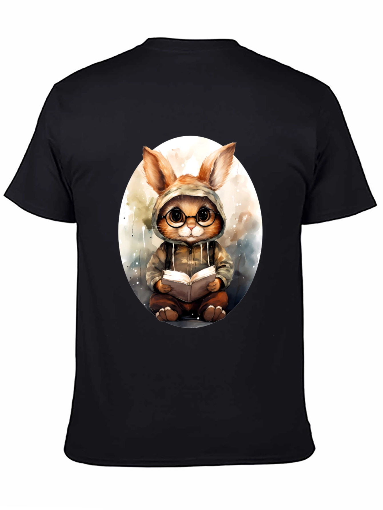 Bookish Bunny Tee - Black Cotton Comfort