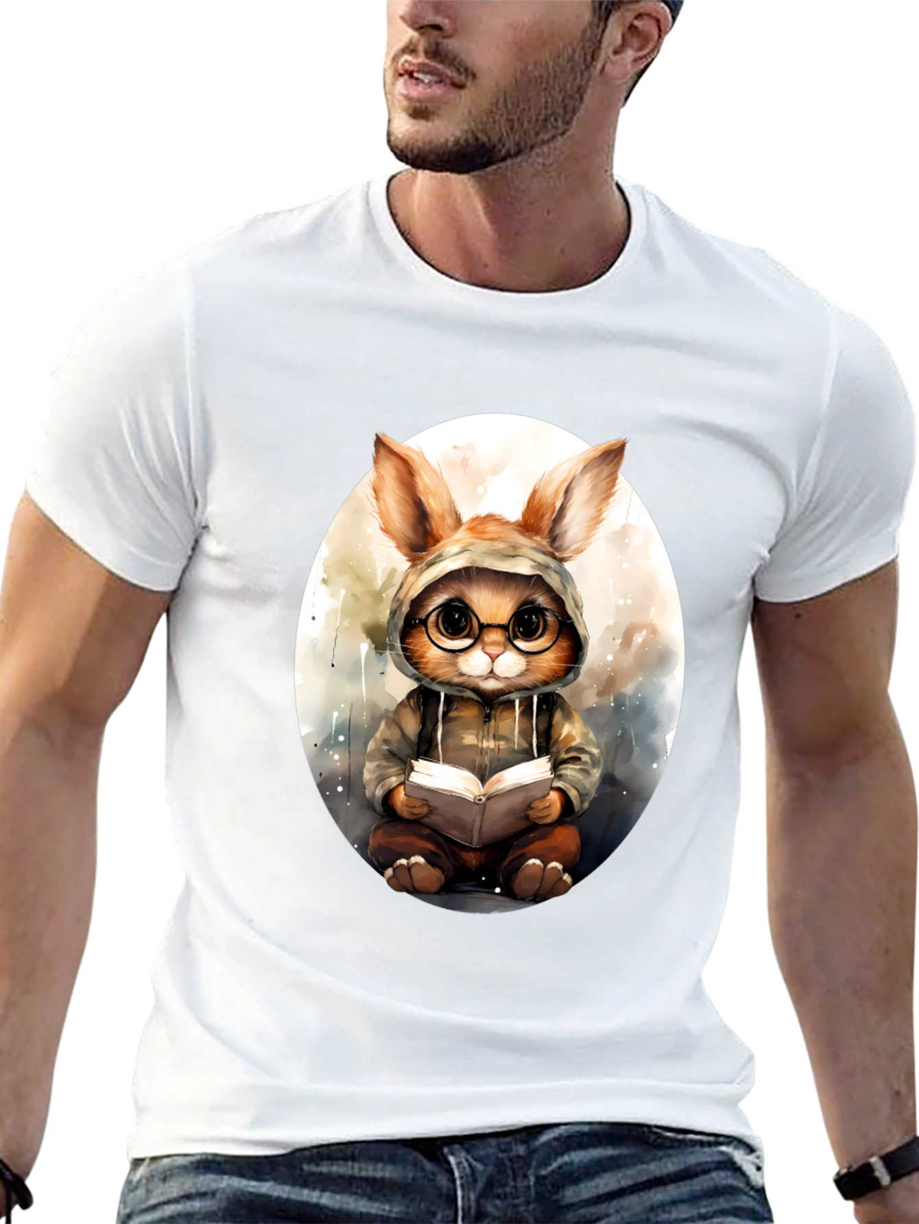 Bookish Bunny Tee - Black Cotton Comfort