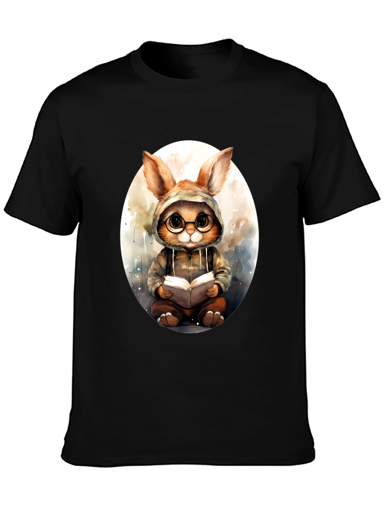 Bookish Bunny Tee - Black Cotton Comfort