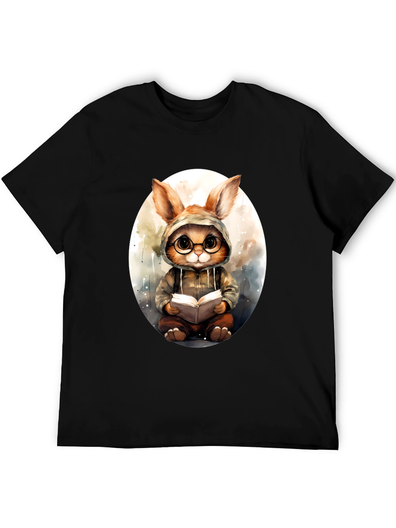 Bookish Bunny Tee - Black Cotton Comfort