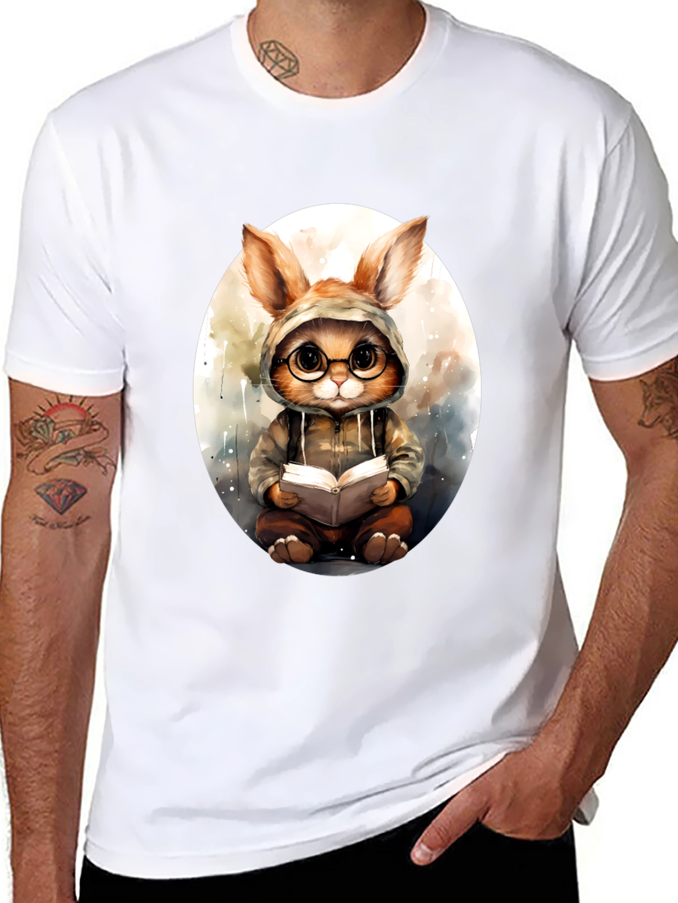 Bookish Bunny Tee - Black Cotton Comfort