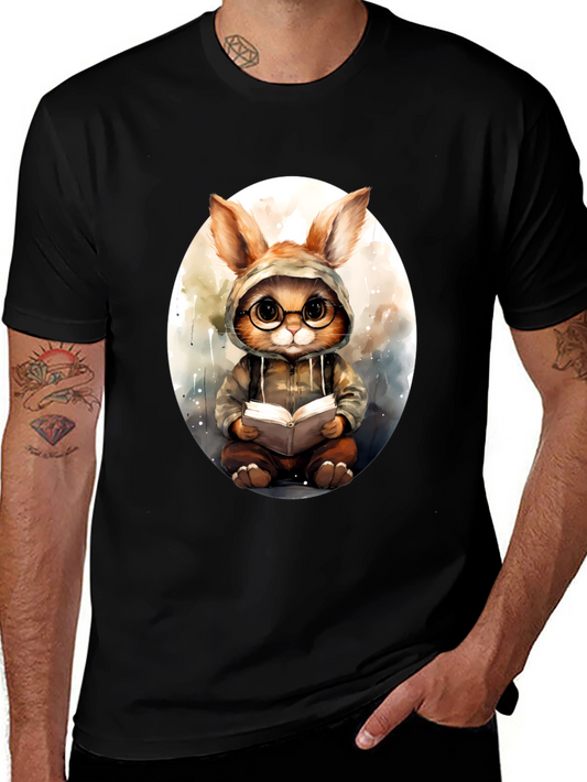Bookish Bunny Tee - Black Cotton Comfort