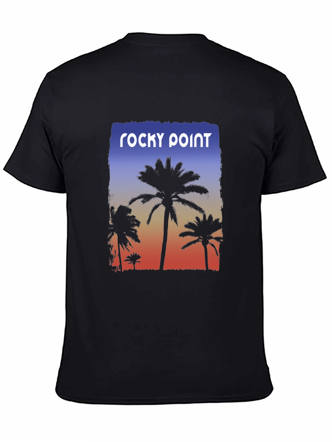 Rocky Point Palm Tee - Sunset Design Black
