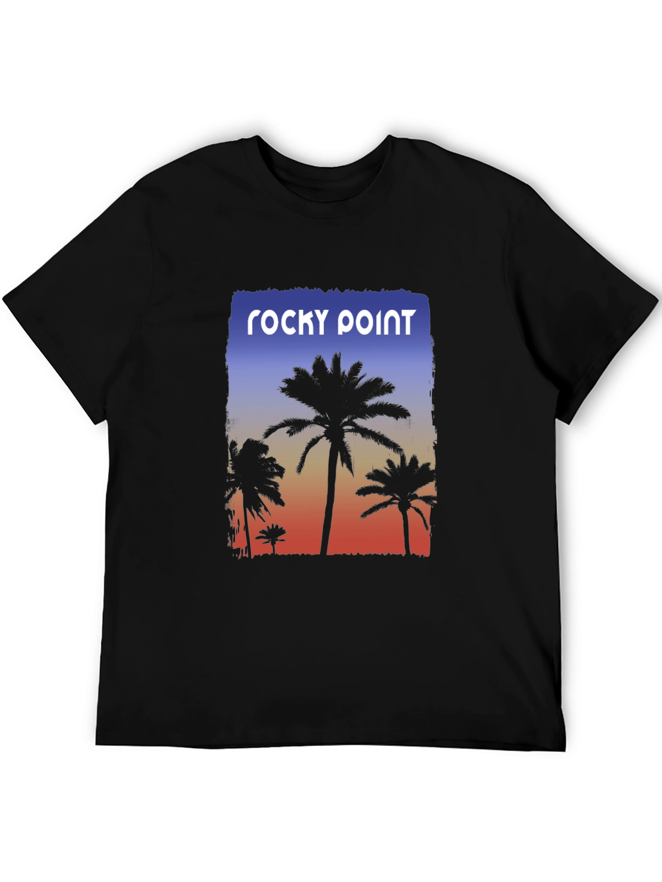 Rocky Point Palm Tee - Sunset Design Black