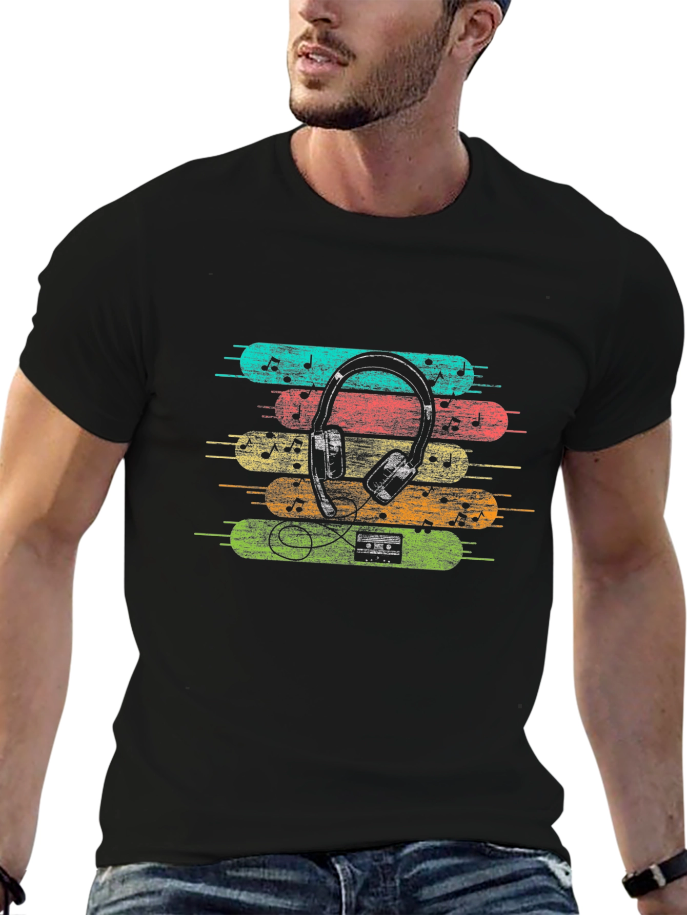 Retro Music Headphones Graphic Tee