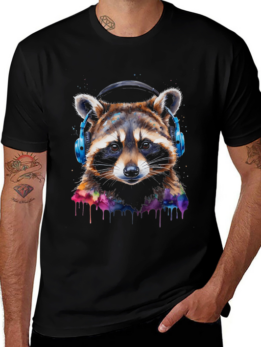 Raccoon Headphones Graphic Tee