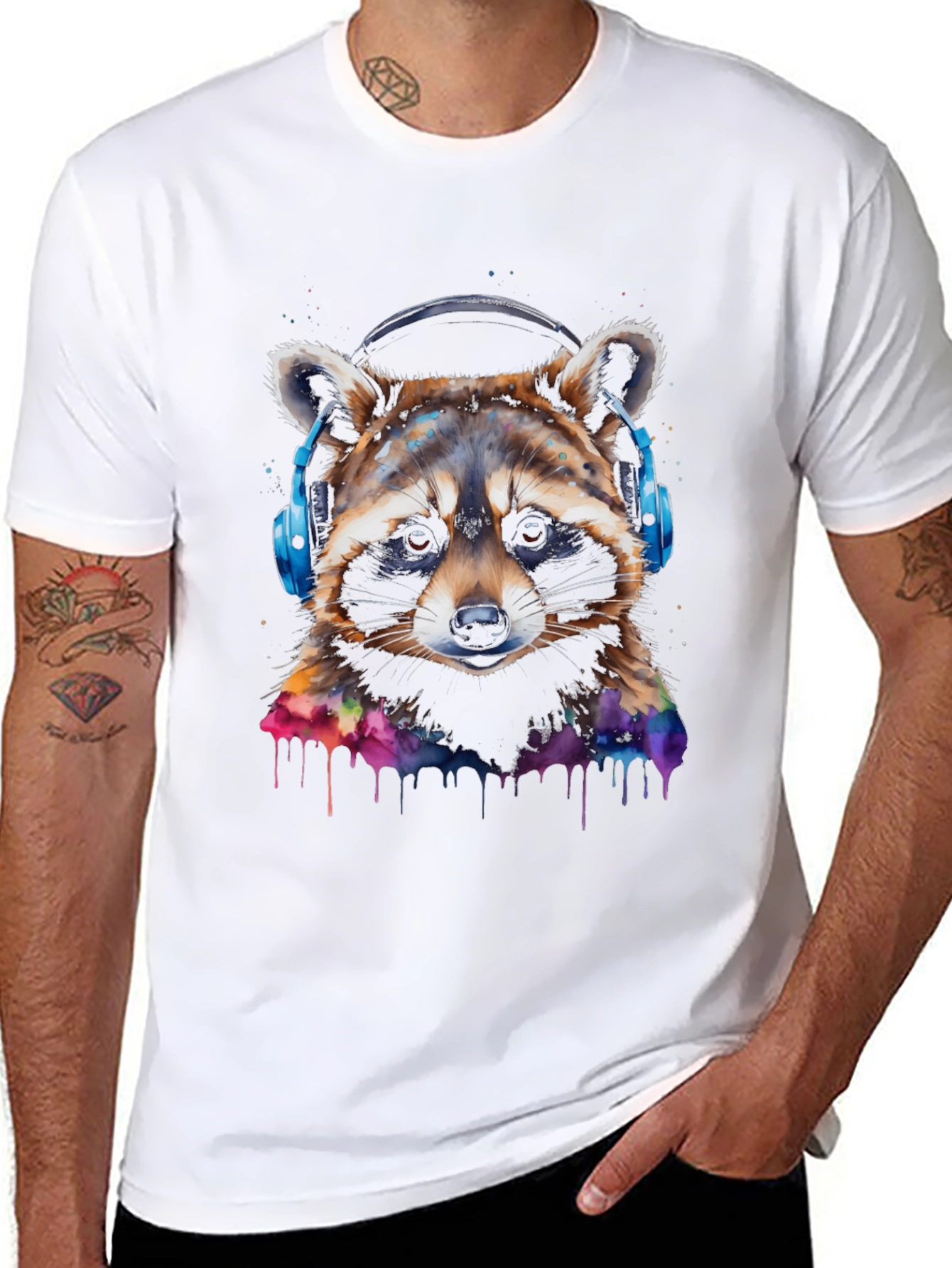 Raccoon Headphones Graphic Tee
