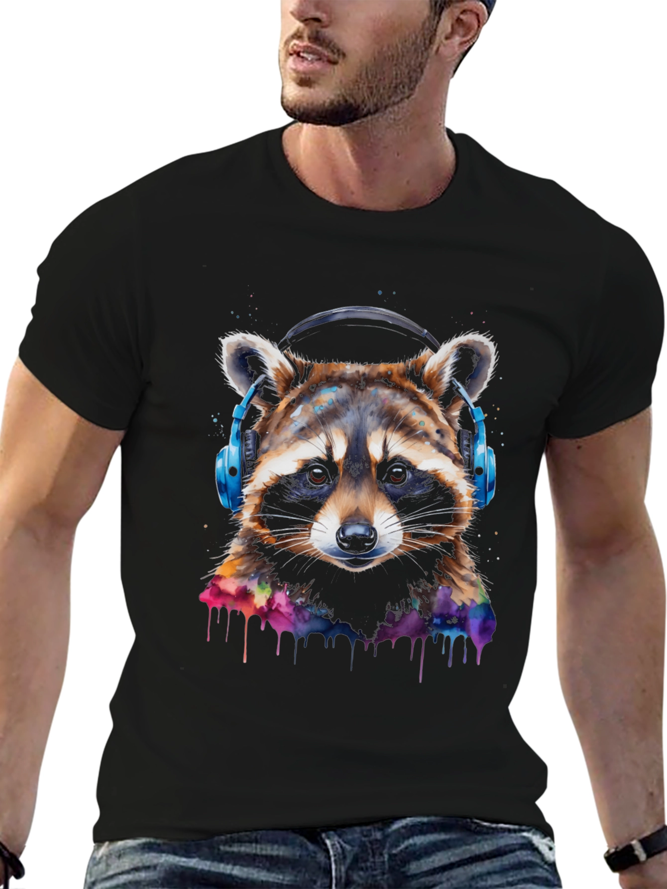 Raccoon Headphones Graphic Tee