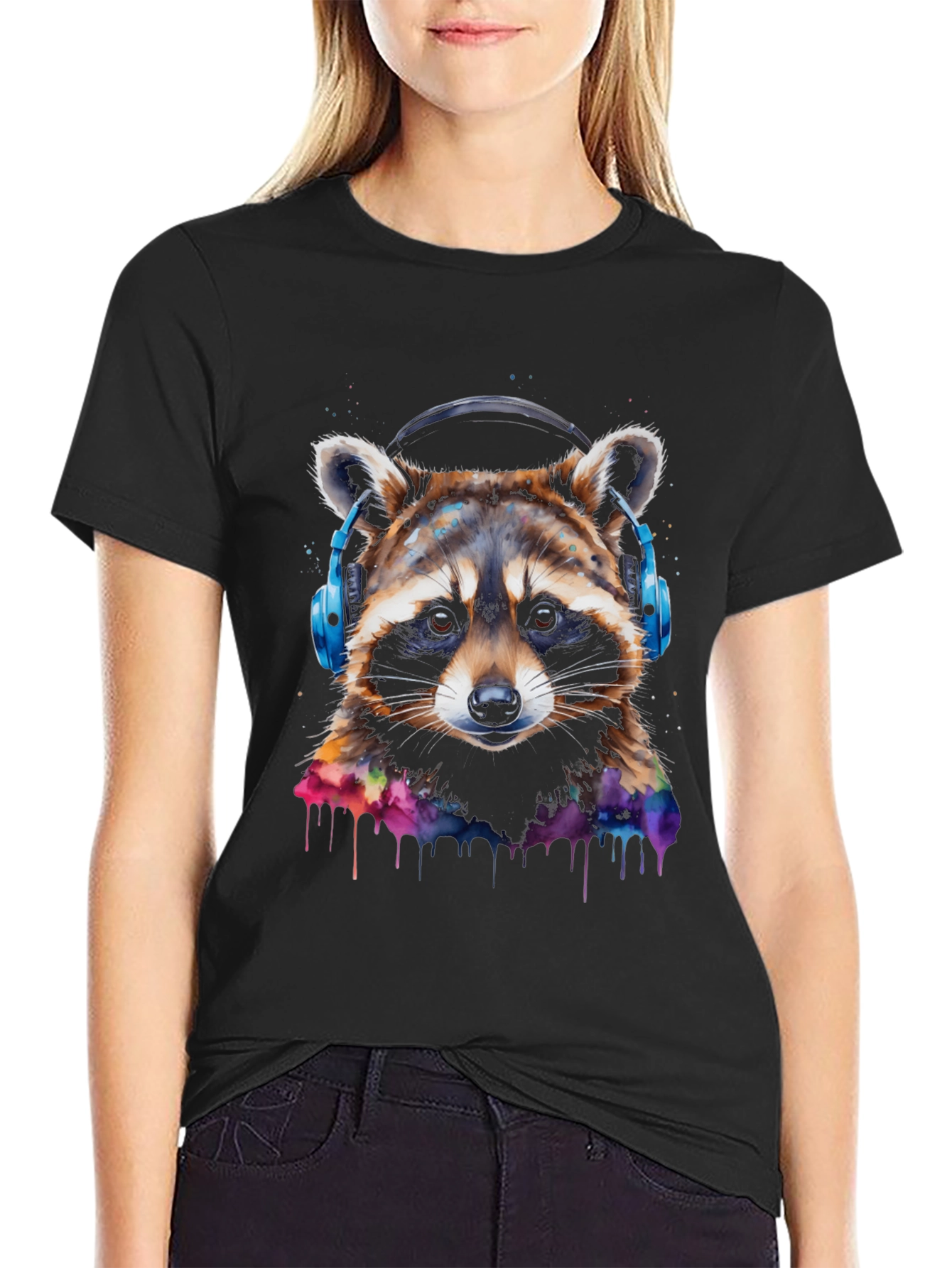 Raccoon Headphones Graphic Tee