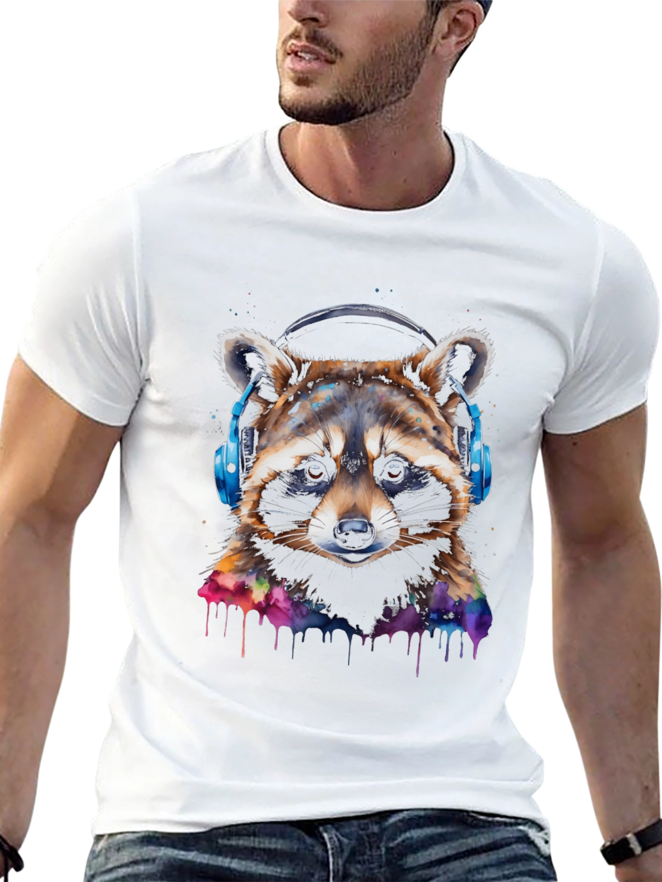 Raccoon Headphones Graphic Tee