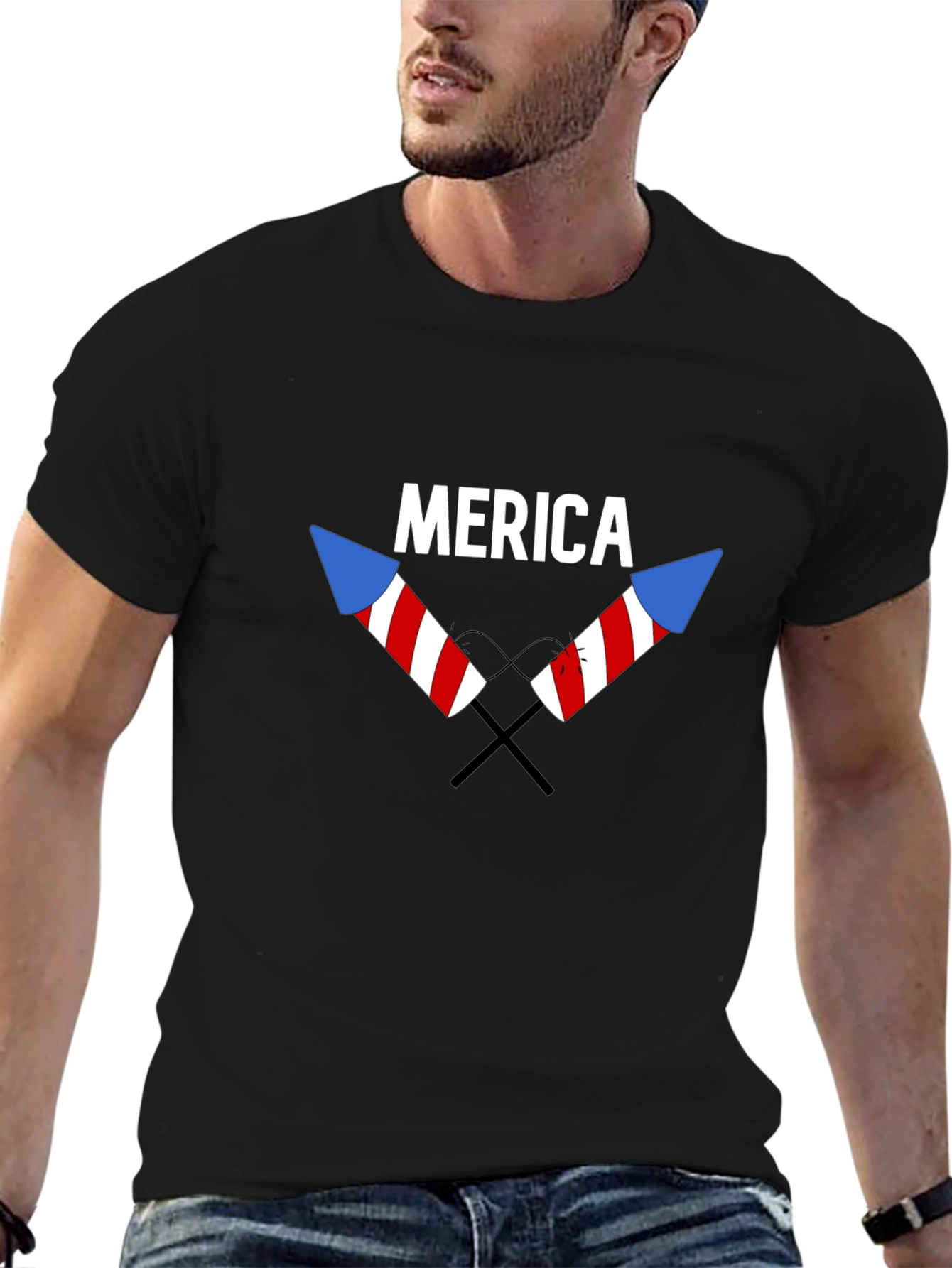 Merica Patriotic T-Shirt - Stars & Stripes Fireworks