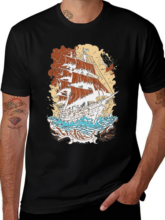 Vintage Ship Graphic T-Shirt