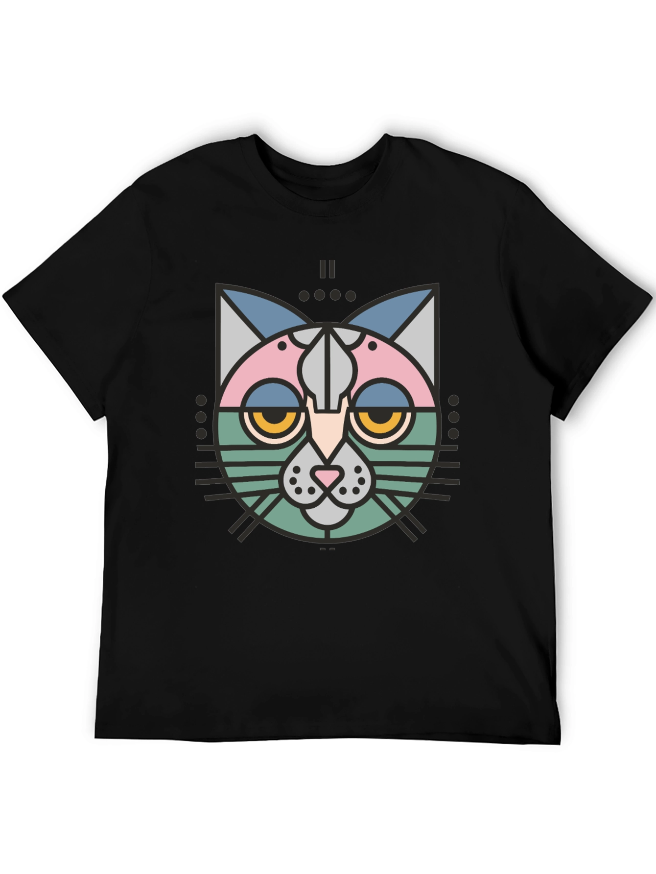Abstract Geometric Cat Graphic T-Shirt