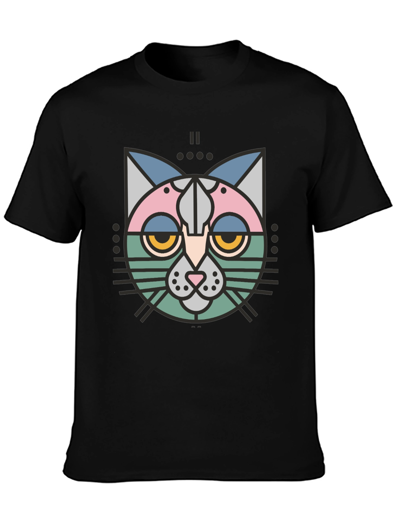 Abstract Geometric Cat Graphic T-Shirt