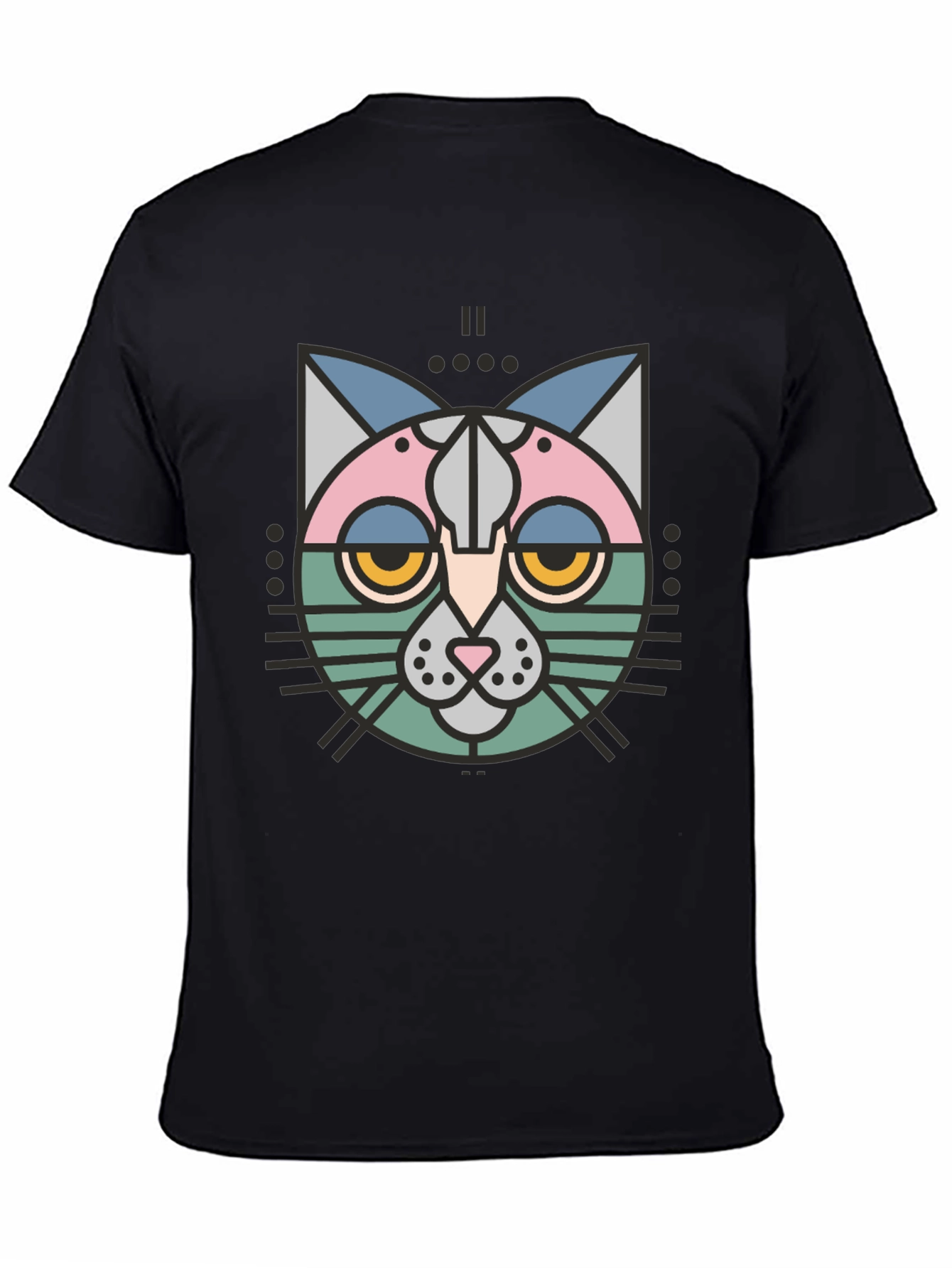 Abstract Geometric Cat Graphic T-Shirt