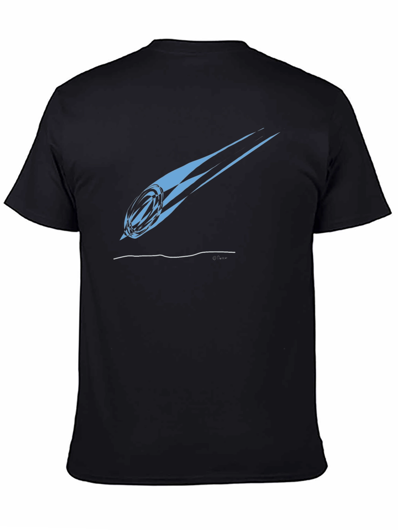 Stylish Rugby Ball Comet Graphic Tee - Black