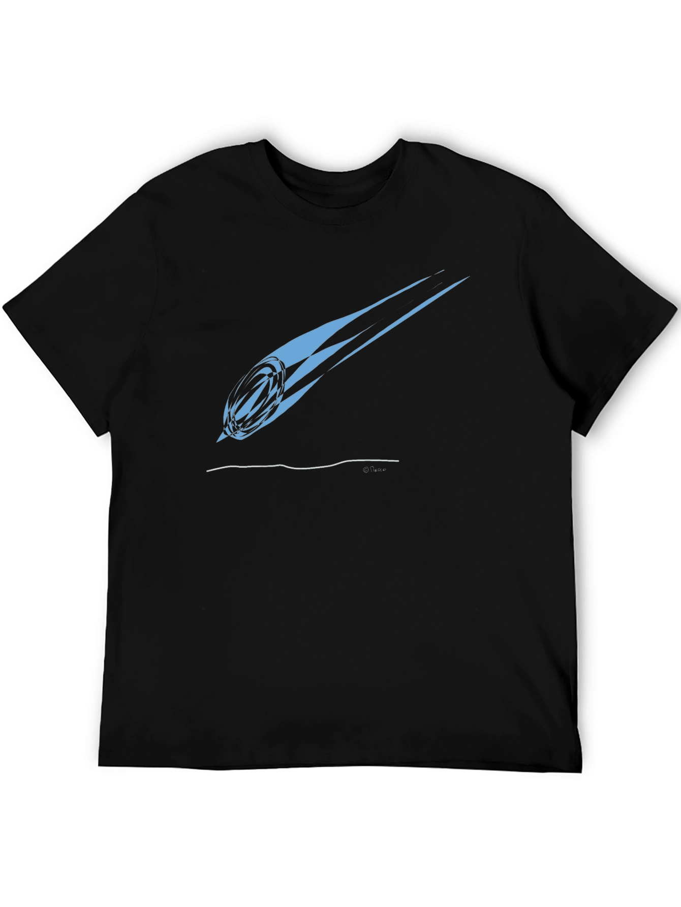 Stylish Rugby Ball Comet Graphic Tee - Black