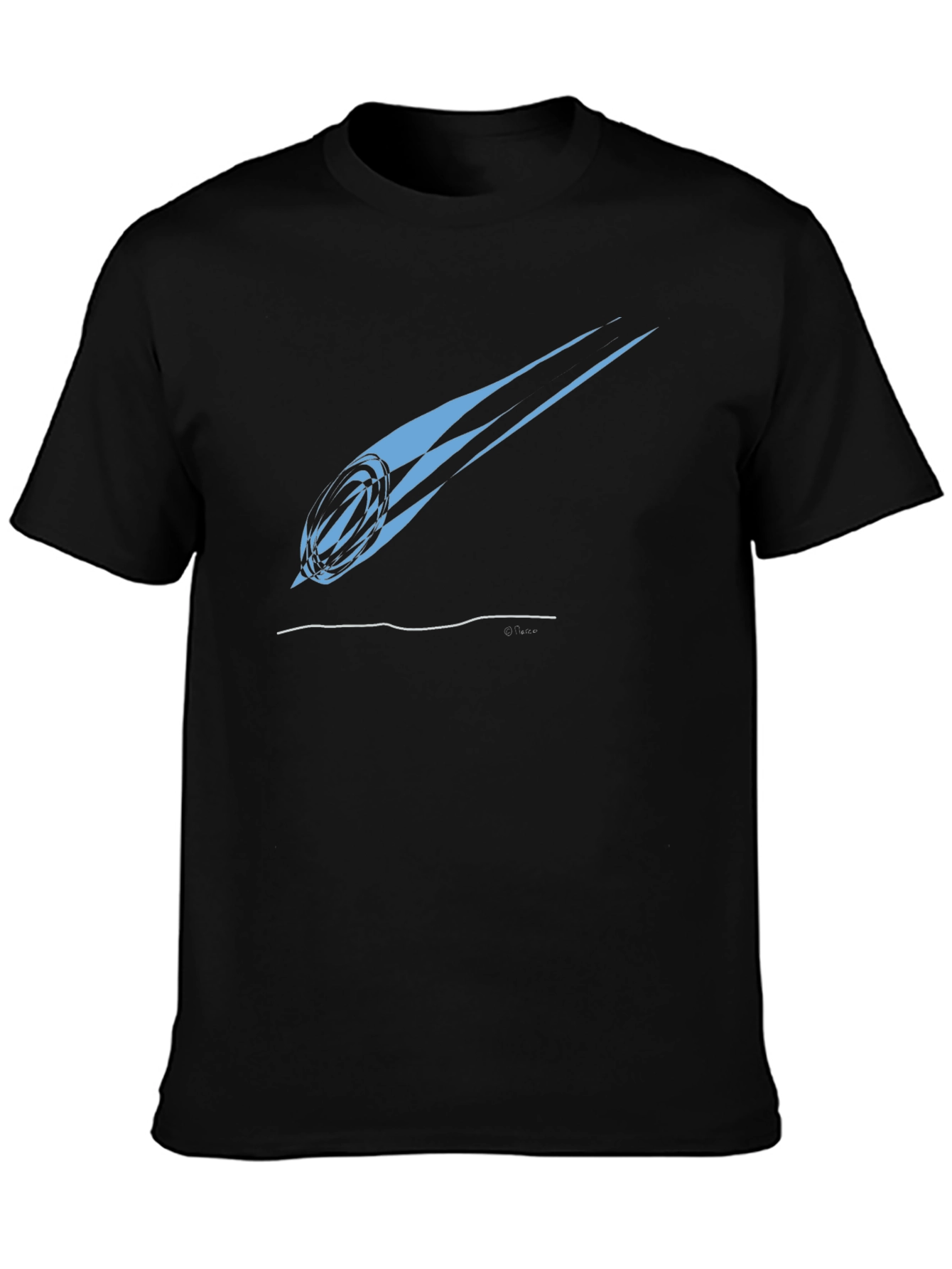 Stylish Rugby Ball Comet Graphic Tee - Black