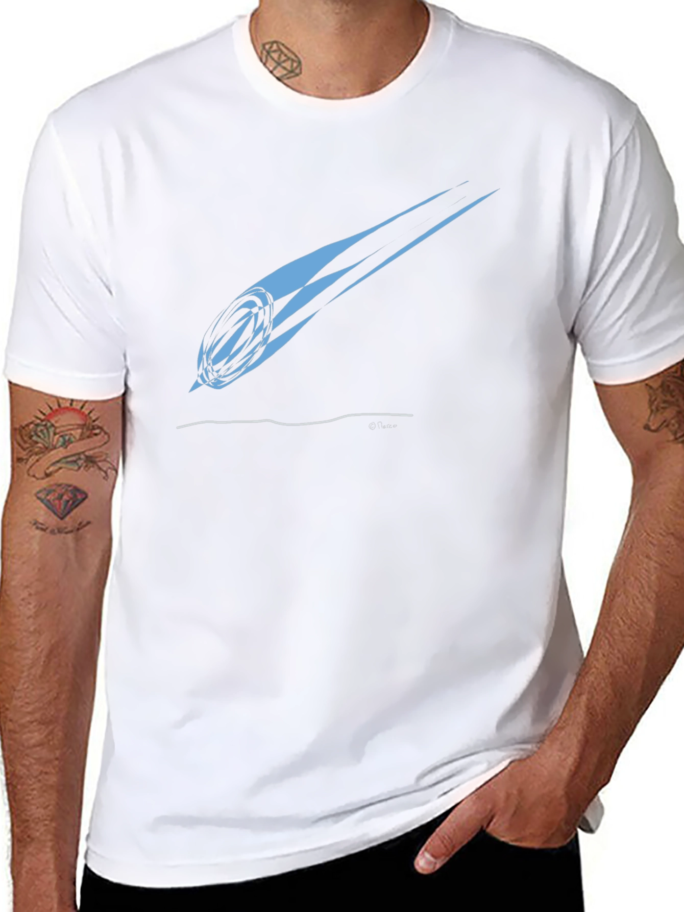 Stylish Rugby Ball Comet Graphic Tee - Black